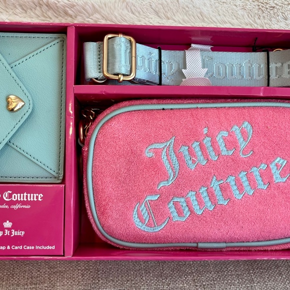 Juicy Couture 🎁Pink & Mint Camera Crossbody Bag & Wallet Set Gift Box NWT🎁 - Picture 1 of 8